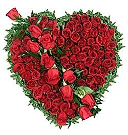 send hundred red roses heart shaped designer arrangement to dhaka, bangladesh