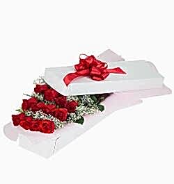 send 12 red roses in a box arrangement to dhaka, bangladesh