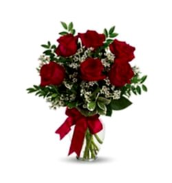 send 6 red roses roses in a glass vase to dhaka, bangladesh