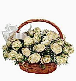 send 24 white roses in beautiful basket to dhaka, bangladesh