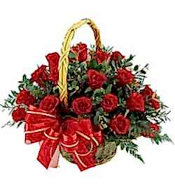 send ​36 red roses in a basket arrangement to dhaka, bangladesh