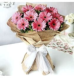 Send 12 Pcs. Pink Color Gerberas in Bouquet to Bangladesh