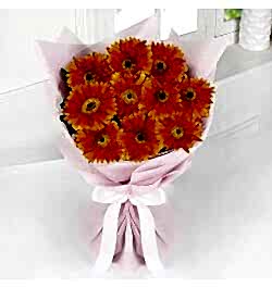 Send 10 Pcs. Orange Color Gerbears in Bouquet to Bangladesh