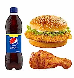 send kfc 2 in 1 meal chicken and burger to dhaka