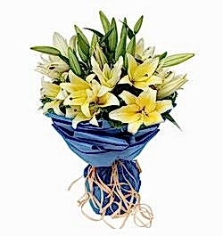 Send 9 Yellow lilies with Solidago to Dhaka in Banglades