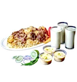 send sultans dine- 3 person kachchi biryani with borhani and jorda/firni to dhaka