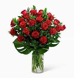 send 36 red roses in glass vase to dhaka, bangladesh