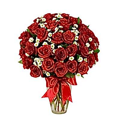 send 24 red roses in glass vase to dhaka, bangladesh