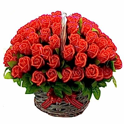 send ​100 red roses in a basket arrangement to dhaka, bangladesh